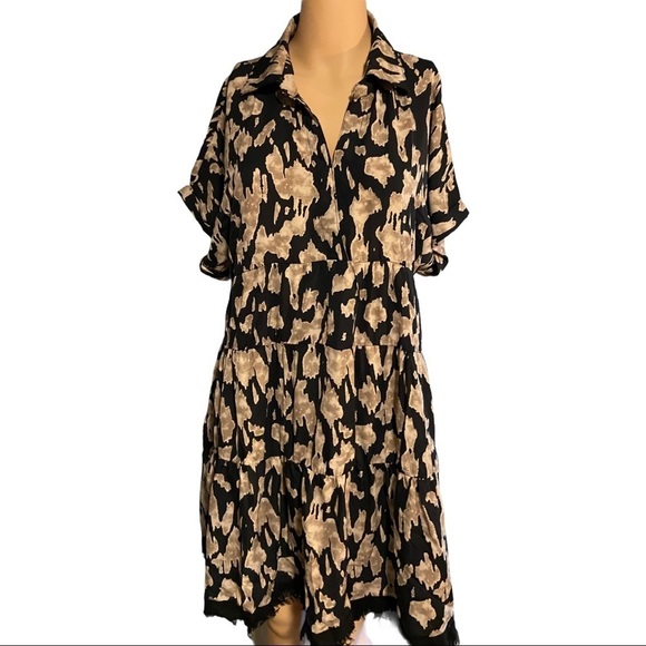 CLEARANCE PRICED Umgee Women’s Print Tiered Frayed Hem Dress Closing Closet - Picture 5 of 7